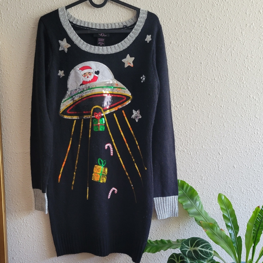 Festive UFO Black Sweater